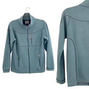K-Way Technical Design Fleece Jacket Full Zip Outdoorsy S Teal Blue